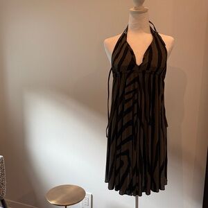 PQ Swim Cover-Up + Triangle Bikini Top Set — Animal/Zebra Olive/Black, XS